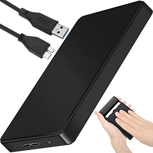 Retoo Festplattengehäuse 2,5 Zoll USB 3.0 für 12/7.5 cm SATA I/ II/ III SSD mit USB Kabel Externes Gehäuse Festplatte Gehäuse mit Werkzeuglose Montage Werkzeugfreie Externes Case Schwarz