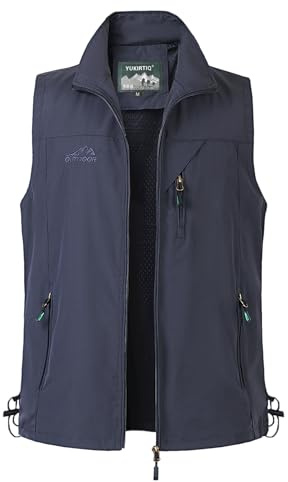 Yukirtiq Chaleco Deportivo para Hombre Chaleco de Secado Rápido Chaleco de Pesca Chaqueta Sin Mangas para Fotografia Trabajo Chaleco de Caza, Azul, M