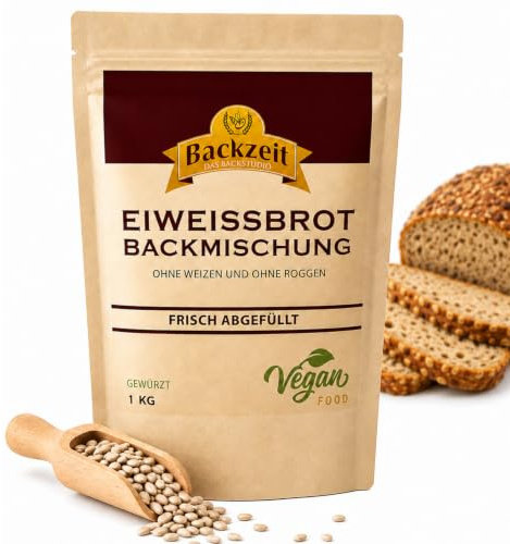 Brothers Eiweißbrot Backmischung gewürzt, 1 kg Packung ergibt 1,9 kg Teig, in Deutschland hergestelltes Diabetikerbrot mit 90 % weniger Kohlenhydraten als Brot