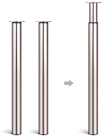 Dhouse Table Legs 2-Pack Breakfast Bar Leg 710-1100mm Adjustable DIY Metal Folding Desk Legs Kitchen Worktop Loft Legs for Furniture Table Coffee Table Dining Table 60mm Diameter(Nickel Brushed)