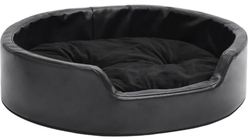 vidaXL Hundebett Schwarz 69x59x19 cm Plüsch und Kunstleder