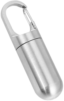Healvian Mini Pill Box, Waterproof Stainless Steel Keyring Pill Holder, Pocket Pharmacy Case with Carabiner Clip for Travel and Purse