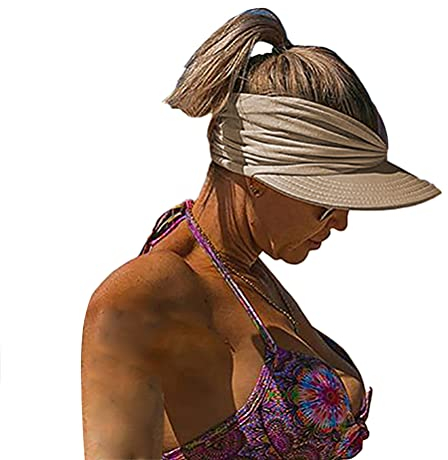 Onsoyours Femmes Visière Chapeau Anti-Soleil Beach Casquette Réglable Respirant Casquette Golf Sports Visière Soleil Femmes pour Eté Chameau Taille unique