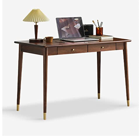 Bureau Informatique Bureau en Bois Massif Simple Et Moderne, Table D'ordinateur en Noyer, Salon, Chambre À Coucher, Bureau, Bureau avec Tiroir, Facile À Assembler (Size : 140x59x75cm)