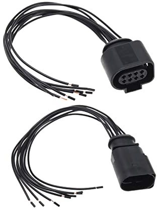 VGOL 2 Stück Hinterer Parksensor Kabelbaum Stecker 1J0973714 1J0973814 Kompatibel mit VW Kompatibel mit Audi Kompatibel mit Seat 8-poliger Weiblich Männlich Kabelbaumstecker