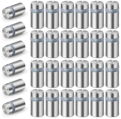 30 Piezas Separadores de Pared Inoxidable, Acrílico para Montaje de Hardware, Publicidad Tornillos de Fijación, para Carteles Vidrio, Publicidad Clavos Tornillos, Publicidad Clavos(12 x 20mm)