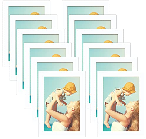 RLAVBL Magnetrahmen 10x15 CM 12er Set, weißer Bilderrahmen mit selbstklebender Rückseite für Fenster, Wände, Kühlschränke für Anzeigen, Notizen und Drucke