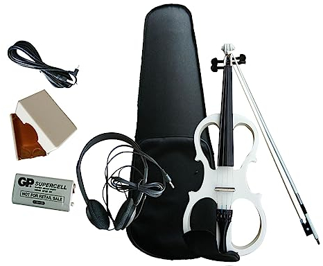 Perfeclan Elektrische Violine 4/4 - Leise, Elektronische Geige in Voller Größe Mit Tragetasche und Zubehör für Jugendliche, Weiß