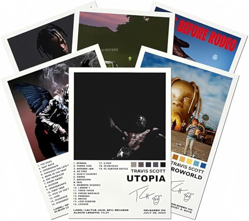 Musikalbum-Poster, 6-teiliges Set auf Leinwand, Musik-Folklore-Wandkunstdruck für Raumdekoration, ästhetisch, adrett, Musik-Raumdekoration, Retro-Musik-Wanddekoration, Poster für Teenager, Jungen,