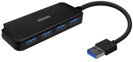AISENS Hub USB 3.0. Tipo A/M-4x Tipo A/H. Negro. 15cm