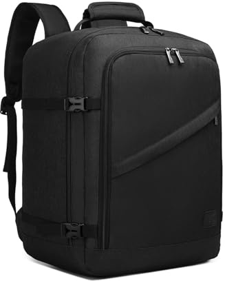 Kono Mochila Portátil 45x36x20cm Easyjet Cabina Bolsa Tamaño Equipaje de Mano 30L (Negro)