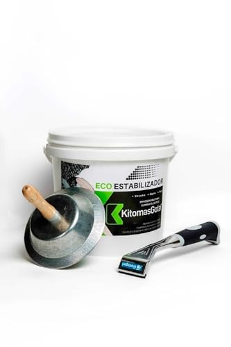 Kitomasgota Kit Quitar Gotele, 100% Eco, Pasta al Agua, 5L, Cazoleta Redonda 150mm, Rasqueta Carburo de Tungsteno (15kg/63mm)