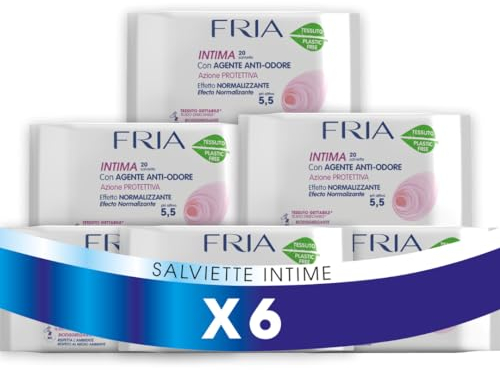 Fria Intime Protettive Salviette Igiene Intima con Agente Anti-Odore, Ginecologicamente Testate, Tessuto Gettabile nel WC, Dermatologicamente Testate, Confezione Risparmio da 120 Salviette