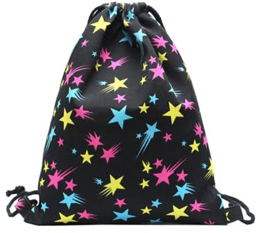 TNSRAY Mochilas de Cuerdas Grande, Mochila Deportiva Impermeable con cordón, Bolso Mochila Deportiva Casual, Bolsa de Gimnasio Ligera con Estampado de Estrella, Ideal para Deporte, Viajes