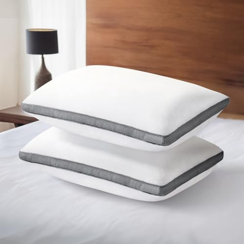 Wellos Pillows 2 Pack Hotel Quality, 820GSM Microfiber Filled Luxury Pillows, Medium Firm for Head & Neck Support, Machine Washable