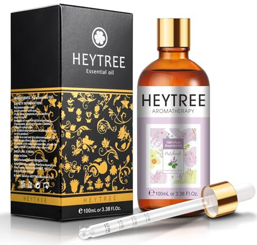 HEYTREE Patchouli Ätherisches Öl 100ML, rein natürliche ätherische Öle für Diffusoren für Zuhause, perfekt für Aromatherapie, Entspannung, Kerzenherstellung