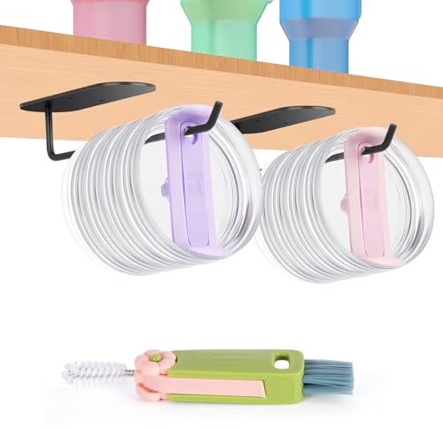 E-ROOM TREND Tumbler Deckel Organizer | 22.86 cm Becherdeckel Organizer | Einfache Moderne Becherdeckel Selbstklebender Deckelhaken | für Yeti Tumbler Stanley Tumbler Aufbewahrung (TLOBA2) | 2 Stück