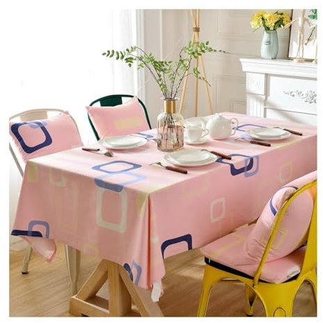 Aotiwe Tischhusse Pink, Tischtuch für Draußen Quadratisches Gittermuster Gartentischdecke Vintage Tischtuch XXL Baumwolle 100x160cm