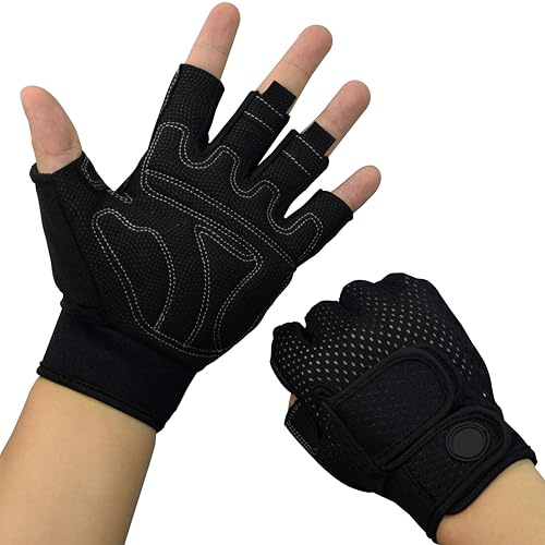 Nesirooh Gants Musculation Homme et Femme, Gants de D'entraînement pour Fitness, Halterophilie, Gym, Aviron, Cyclisme, Sport(Noir, L)