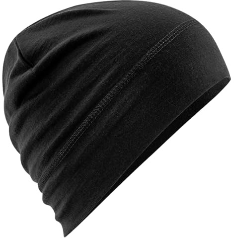 ASVP Shop Merinoull mössa – mjuk, varm, luktbeständig, snabbtorkande, antibakteriell keps för män och kvinnor, Svart, XS-XL