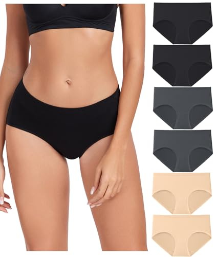 wirarpa Culotte Femme Coton Slip Femme Confortable Culottes Doux Lot de 6 Multicolor Taille XL