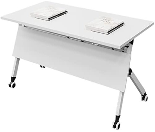 Mobiler Trainingstisch mit feststellbaren Rädern und Klappdeckel für Konferenzräume und Klassenzimmer, faltbarer und tragbarer Besprechungstisch für Medienzentren (Weiß, 120 x 40 x 75 cm)