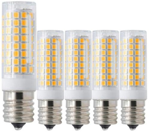 Bombillas LED E17 de 10w, 10w equivalentes a 100W halógenos, 5 Bombillas led, 1000lm, ac220v-240v, ángulo de Haz de 360 °, ara iluminación doméstica(Warm White 3000K)