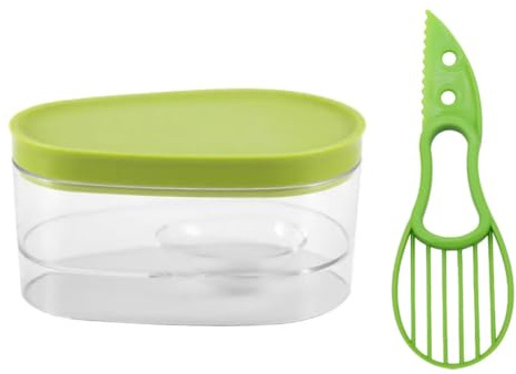 Pack 2 en 1 Aguacate cortador y recipiente aguacate, cuchillo aguacate para hueso aguacate y Envase para Guardar aguacate para nevera con tapa hermética