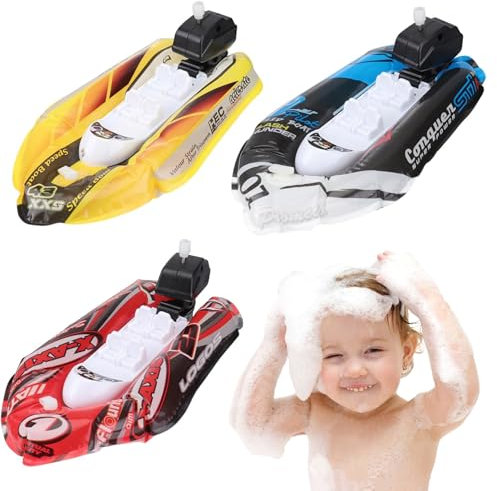 Kleinkindbadspielzeug, 3pcs Badspielzeug Kleinkinder 2-4, schwimmende Kleinkind-Bad-Spielzeugboote, Mini aufblasbare Badebootspielzeug für Schwimmbad Strände und Wannen, Badeboote
