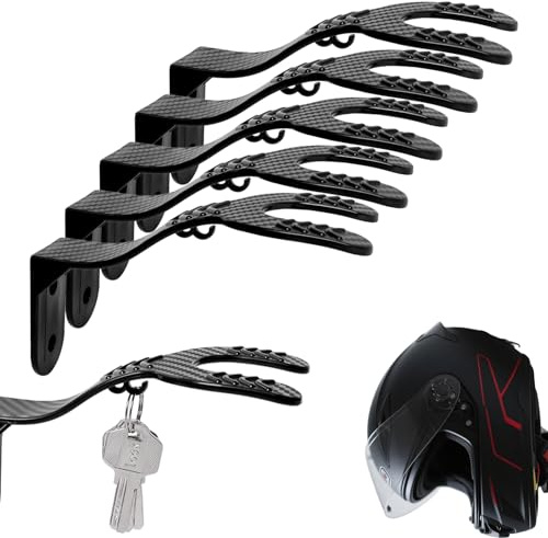 Storystore 5 Stück Helmhalterung Wand Helmhalter mit Haken, Schwarz Motorrad Helm Halterung Wand für Aufhängen von Schlüssel, Motorradhelm, Fahrradhelm