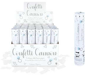 Henbrandt 24 x White Paper Confetti Cannons with White Biodegradable Paper 20cm Confetti Shooters for Wedding Celebration Birthday Party Baby Shower Decorations