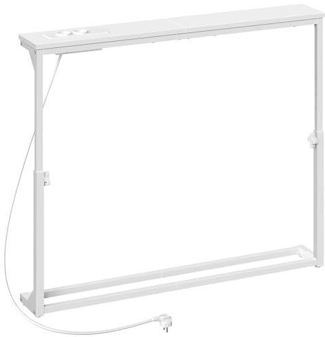 HOOBRO Tavolo Console Stretto da 15 cm con Stazione di Ricarica e Porte USB, Altezza Regolabile 63,5-83,5 cm, Tavolino per Ingresso, Consolle da Ingresso per Corridoio, Retro Divano, Bianco EWW95CXG01