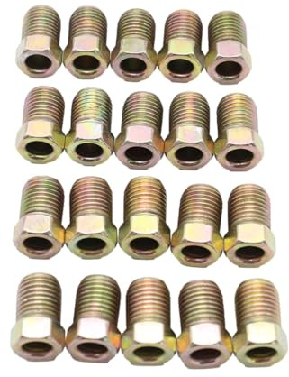 Besshepplo 20 Tuercas de Zinc para Tubo de Freno de 3/16 Pulgadas con Rosca de 3/8 24, Estilo de abocardado invertido, compatibles con Accesorios de línea de Freno de Acero estándar.