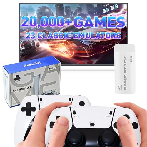 Console de jeux vidéo rétro, console de jeu rétro M15 intégrée 20 000+ jeux classiques, jeu bâton 4K HD, avec 2 contrôleurs sans fil 2,4 GHz, Plug and Play