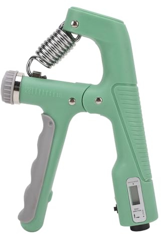 Fortalecedor de Agarre Manual con Contador Electrónico TPR PP Acero 10 a 100 kg Pinza de Antebrazo Ajustable para Recuperación Muscular Entrenamiento de Fuerza de Mano (Verde)