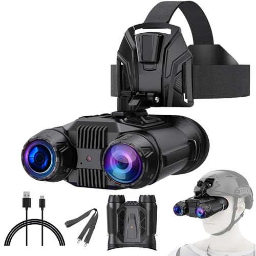 Head-Mounted Night Vision Goggles | Helmet-Compatible 4K 48MP Night Vision Binoculars with 16X Zoom, Built-in Compass/Altimeter & Barometer, App Video & Audio Recording, 3000mAh Rechargeable Battery
