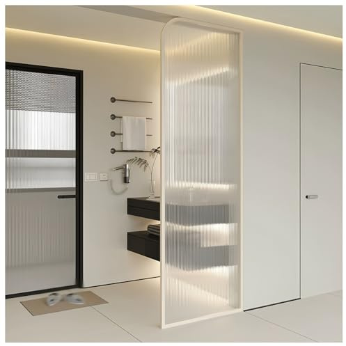Mampara De Ducha Fija Con Marco, Mampara De Ducha Acanalada Para Ducha A Ras De Suelo, Puerta De Un Panel Para Salón U Oficina En Casa, Cristal De Fácil Limpieza(Blanco,50x100 cm)