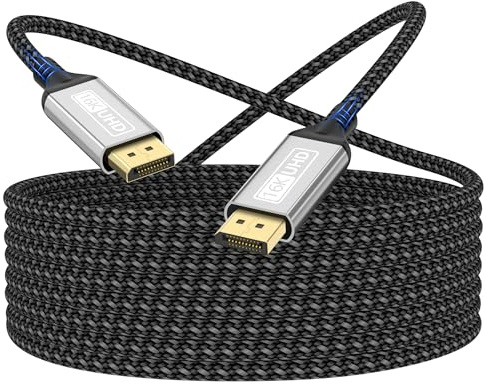 Câble DisplayPort 2.1 16K,5m 16K@60 Hz,10K@60 Hz,8K@120 Hz,4K@240Hz,165Hz/144 Hz.Câble DP 80Gbit/s avec HDR,FreeSync,G-Sync,DSC 1.2a et HDCP 2.2.Compatible PC,TVHD,moniteur gaming,et carte graphique