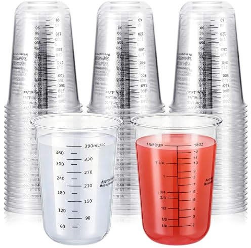 Singhoow 50 Pack 16oz Disposable Measuring Cups Plastic Graduated Mixing Cups Clear Measurement for Epoxy Resin Liquid Measuring Paint Cooking and Baking