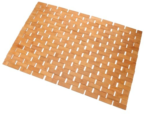 Beavorty Alfombrilla Superficie Lisa y Resistente de Bambú Antideslizante para Baño y Dormitorio Cojín Natural Adecuado para Espacios Húmedos y Decorativos