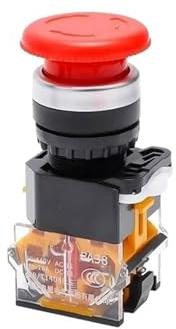 1 interruptor pulsador de emergencia LA38-11ZS de 22 mm, 10 A, 380 V, con autobloqueo, 1 NA, 1 NC.(Brass Contact-STOP)