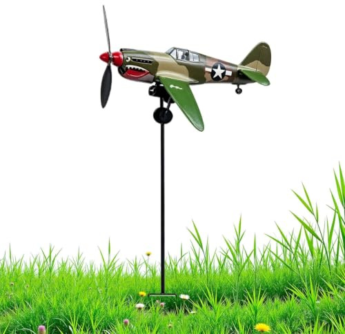 Veletas para Exteriores,Escultura 3D Histórica Giratoria de Viento | Veleta para Exterior con Forma de Avión - para Patio Trasero, jardín, Patio, Parque, Granja, casa de Playa, casa de Campo y Valla