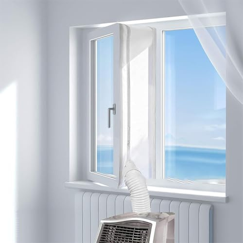Guarnizione Universale Finestre Condizionatore Portatile Kit Finestra Mantene l'aria Fredda Impermeabile, Tiene lontani Gli Insetti, Facile da Installare Con zip, Chiusura a Strappo (400cm)