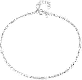 Amberta Italienisches Fußkettchen aus Sterlingsilber 925 für Damen | Verstellbares Fußband mit Perlen und Herz – Sommer-Schmuck