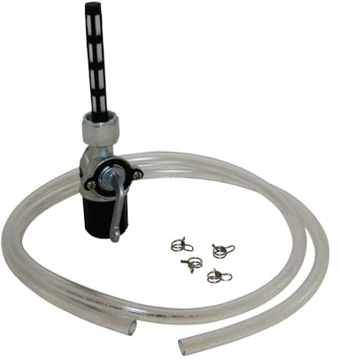 Benzinhahn schräg mit Wassersack inkl. 1m Schlauch und Klammern für Simson S50, S51, SR1, SR2 und für MZ/MUZ ETZ ES