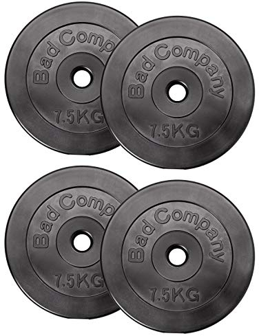 Bad Company Hantelscheiben 30/31 mm Kunststoff 30kg I Gewicht Set 4 x 7,5 kg I Gewichte für Langhantel und Kurzhantel