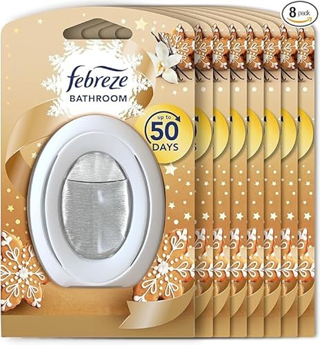 Febreze Bathroom Air Freshener, Vanilla, 8 Pack – Long-Lasting Freshness, Packaging May Vary