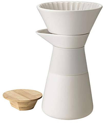 Stelton Coffee Filter jug, Stone, H 23.5cm/Ø 14cm/0.6L/Silicone Handle, x-634-1, Sand/Bamboo lid
