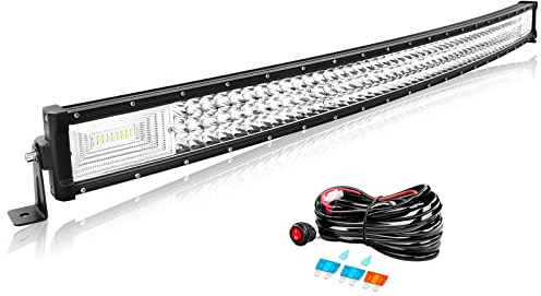 Willpower Led Lichtleiste Balken Gebogen 12V 24V 42 für Auto Offroad | Lightbar Arbeitsscheinwerfer 540W, mit 12V Kabelbaum, 6000K Weiß, IP67 Wasserdicht, Beleuchtung für KFZ Traktor ATV Boot Quad