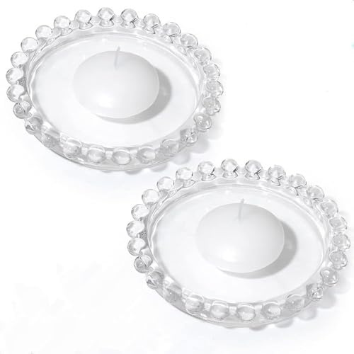 2pcs Glass Candle Plates Clear Pillar Candle Holder Plates,Transparent Round Candle Plate for Pillar Candle Modern Candle Centerpiece